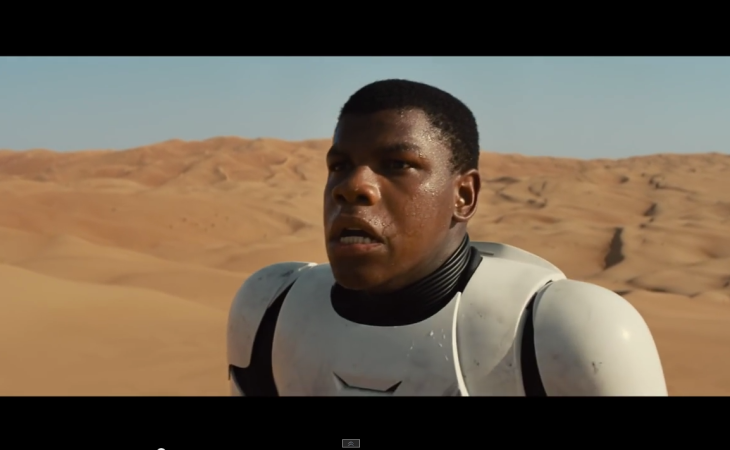 Finn as seen in the official Star Wars: The Force Awakens trailer