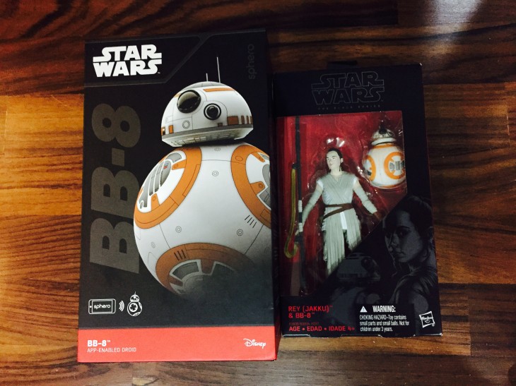 Purchases for the night: Sphero BB8 and Black Series Rey with BB8